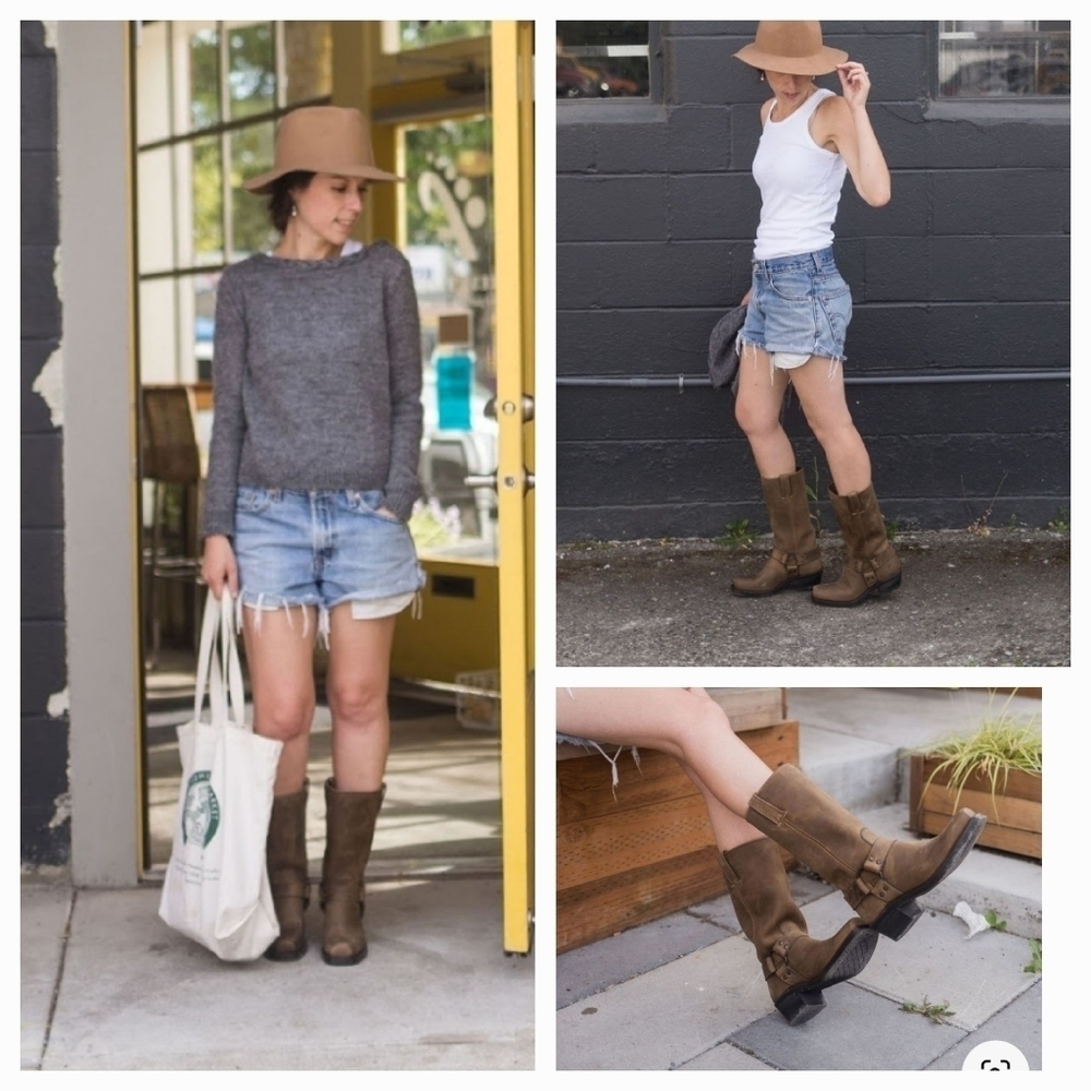 Frye Brown Mid-Calf Harness Boots